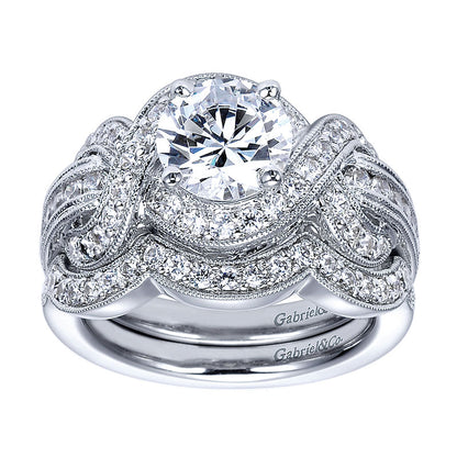Engagement Ring 14k White Gold Diamond Halo