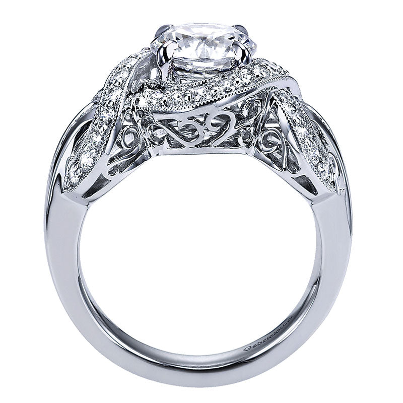 Engagement Ring 14k White Gold Diamond Halo