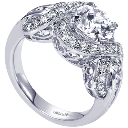 Engagement Ring 14k White Gold Diamond Halo