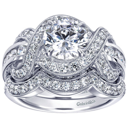 Engagement Ring 14k White Gold Diamond Halo