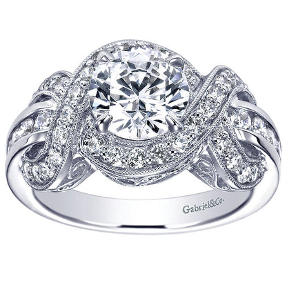 Engagement Ring 14k White Gold Diamond Halo