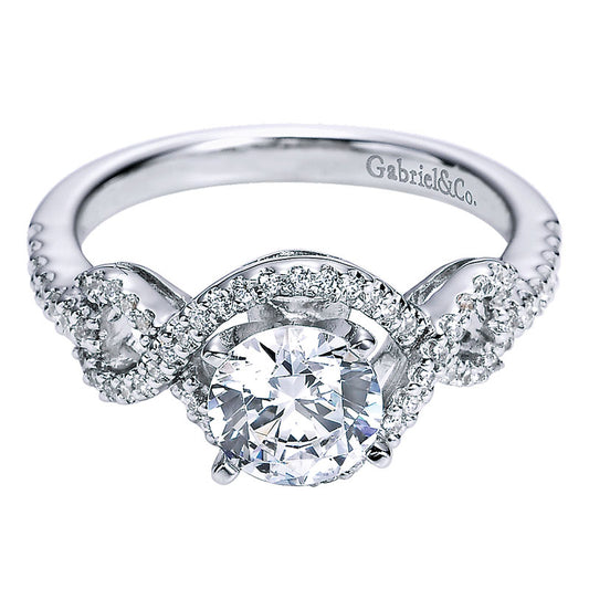 Engagement Ring 14k White Gold Diamond Halo
