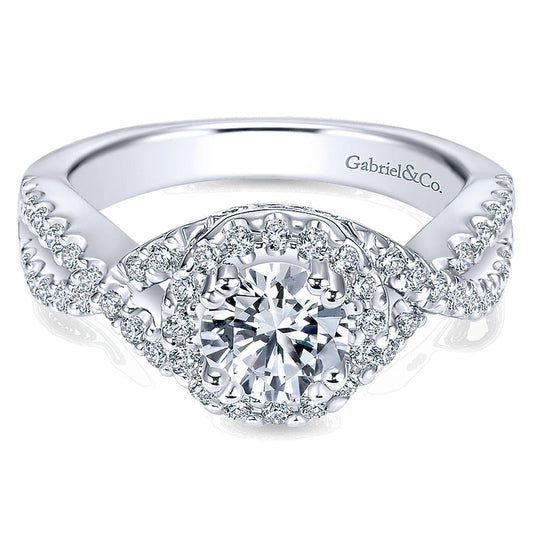 14K White Gold Diamond Halo 14K White Gold Engagement Ring ER5798W44Jj