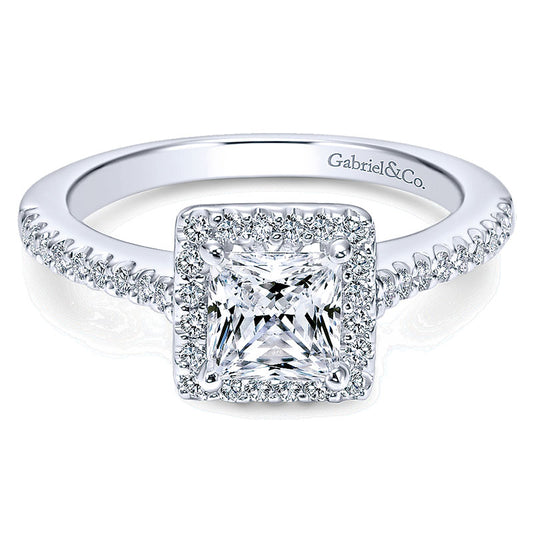 14K White Gold Diamond Halo 14K White Gold Engagement Ring ER5825W44Jj