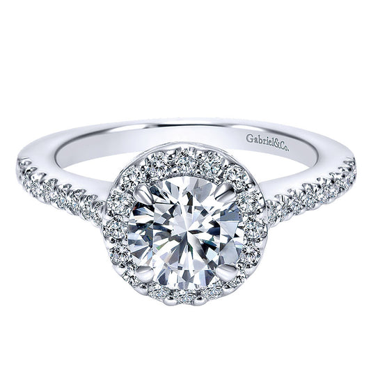 Engagement Ring 14k White Gold Diamond Halo