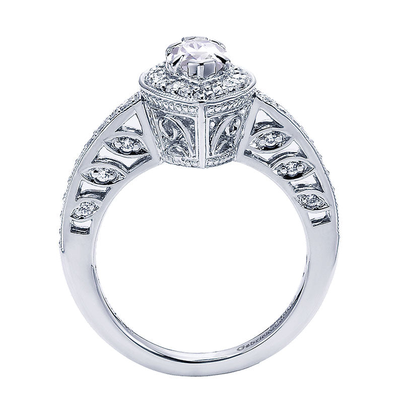 Engagement Ring 14k White Gold Diamond Halo