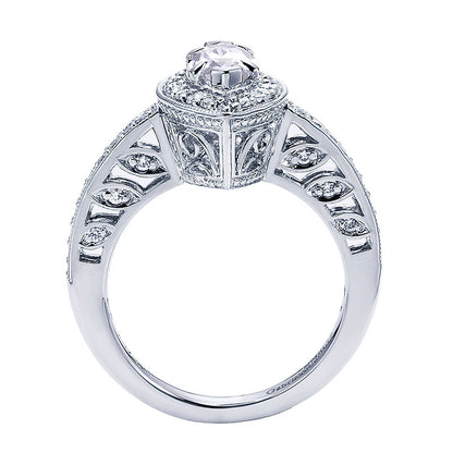 Engagement Ring 14k White Gold Diamond Halo