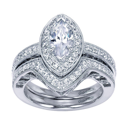 Engagement Ring 14k White Gold Diamond Halo