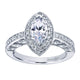 Engagement Ring 14k White Gold Diamond Halo