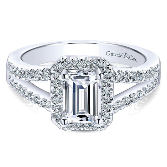 14K White Gold Diamond Halo 14K White Gold Engagement Ring ER5874W44Jj