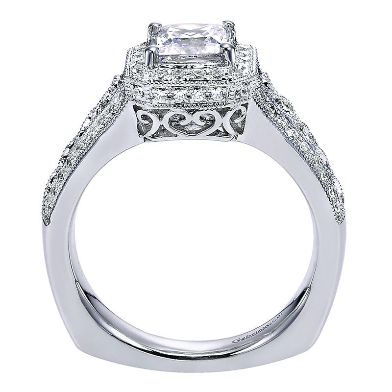 Engagement Ring 14k White Gold Diamond Halo