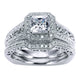 Engagement Ring 14k White Gold Diamond Halo