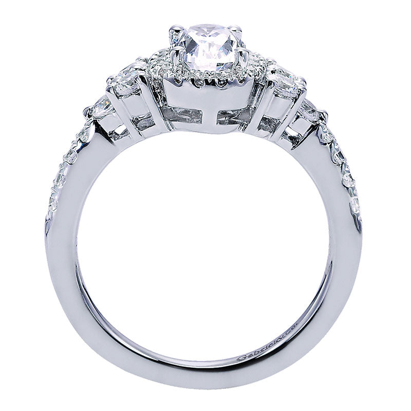 Engagement Ring 14k White Gold Diamond Halo
