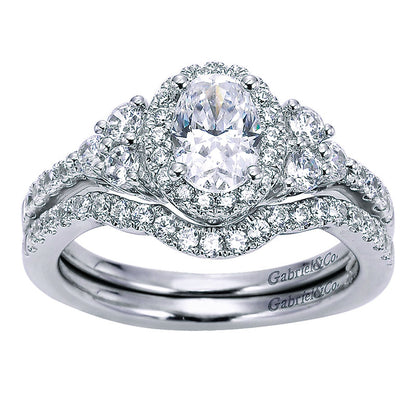 Engagement Ring 14k White Gold Diamond Halo