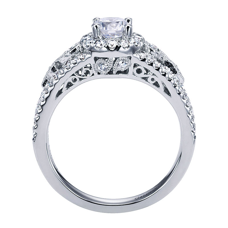 Engagement Ring 14k White Gold Diamond Halo