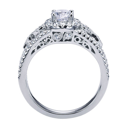 Engagement Ring 14k White Gold Diamond Halo