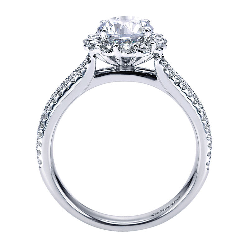 Engagement Ring 14k White Gold Diamond Halo