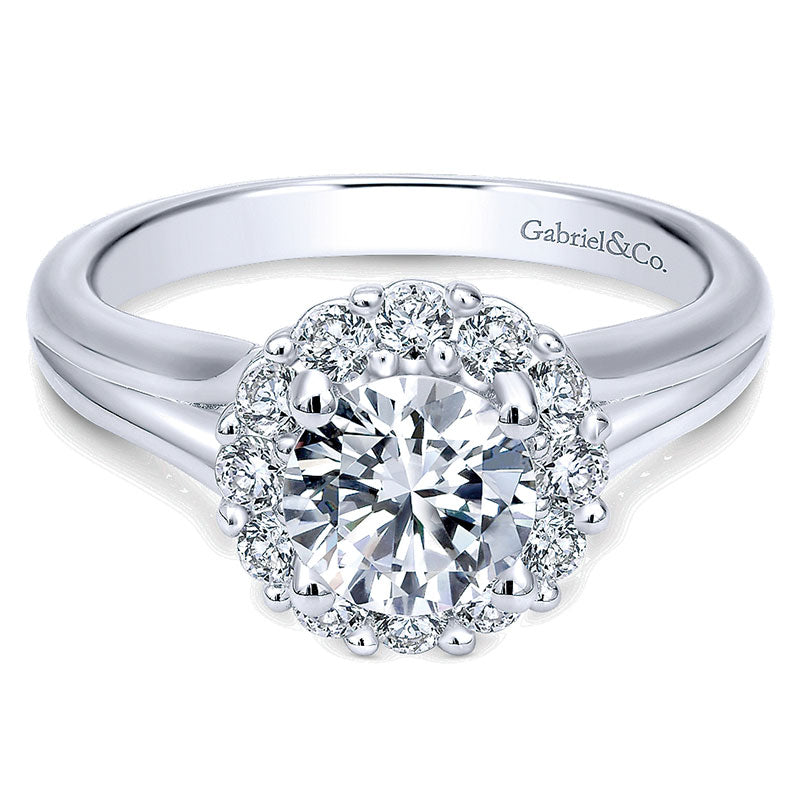 14K White Gold Diamond Halo 14K White Gold Engagement Ring ER6941W44Jj