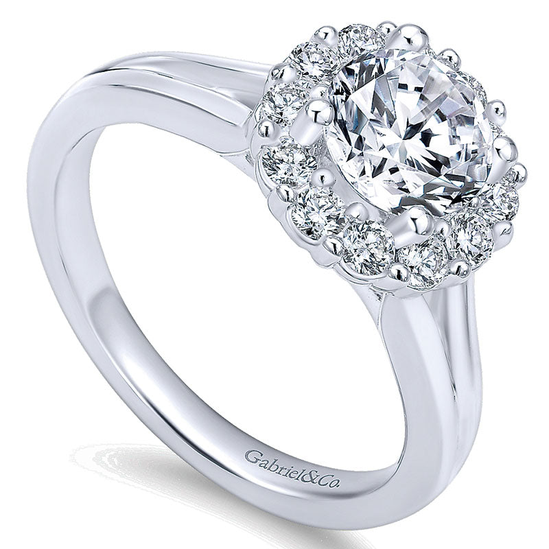 14K White Gold Diamond Halo 14K White Gold Engagement Ring ER6941W44Jj