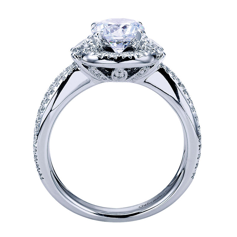 Engagement Ring 14k White Gold Diamond Halo