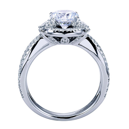 Engagement Ring 14k White Gold Diamond Halo