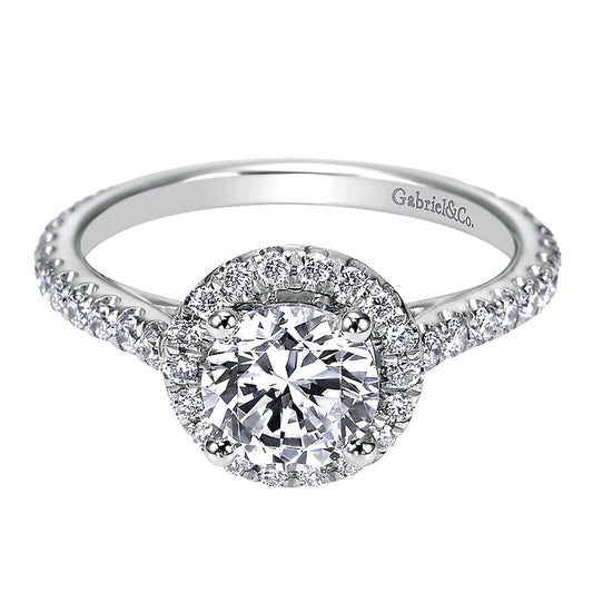 Engagement Ring 14k White Gold Diamond Halo