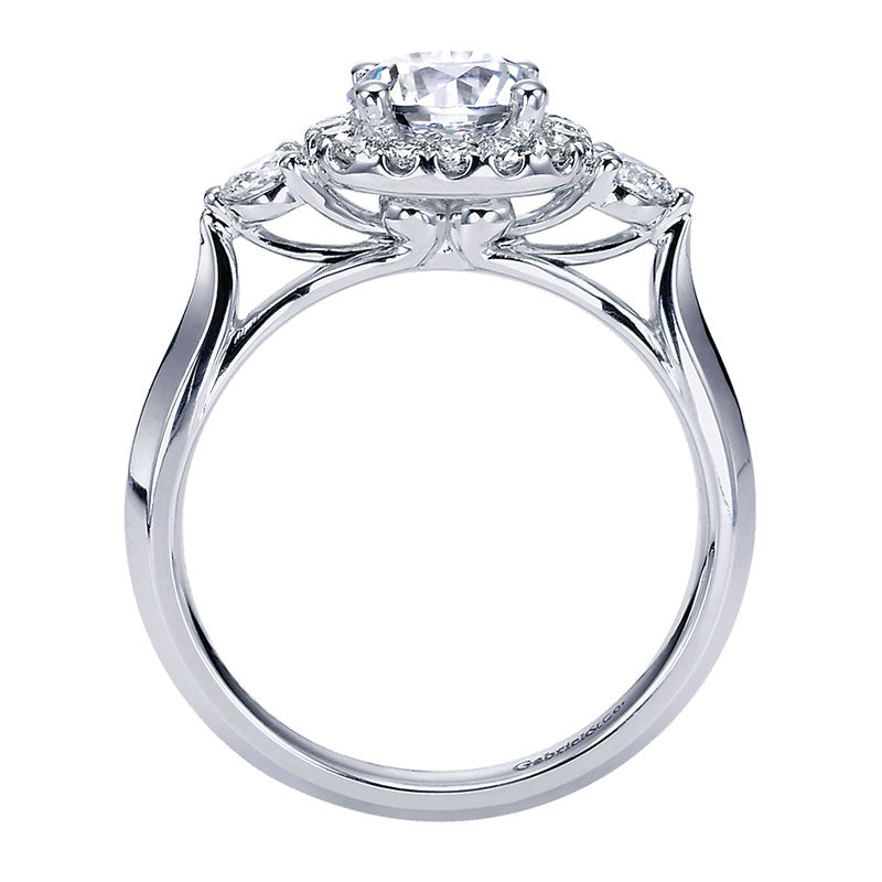 Engagement Ring 14k White Gold Diamond Halo