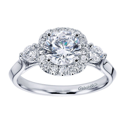 Engagement Ring 14k White Gold Diamond Halo