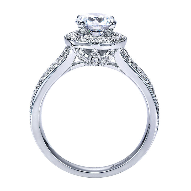 Engagement Ring 14k White Gold Diamond Halo