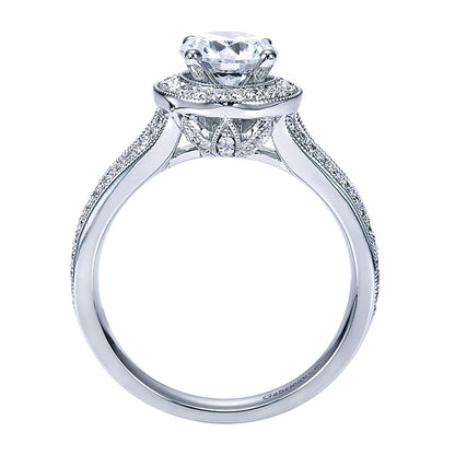 Engagement Ring 14k White Gold Diamond Halo