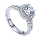 Engagement Ring 14k White Gold Diamond Halo