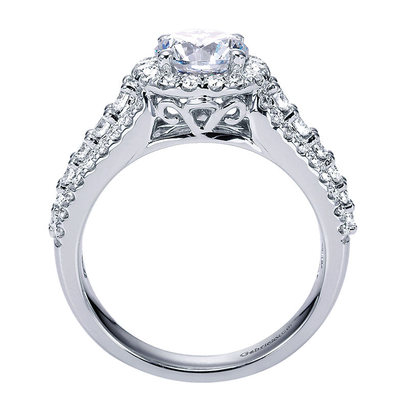 Engagement Ring 14k White Gold Diamond Halo