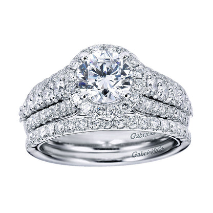 Engagement Ring 14k White Gold Diamond Halo