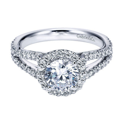 Engagement Ring 14k White Gold Diamond Halo