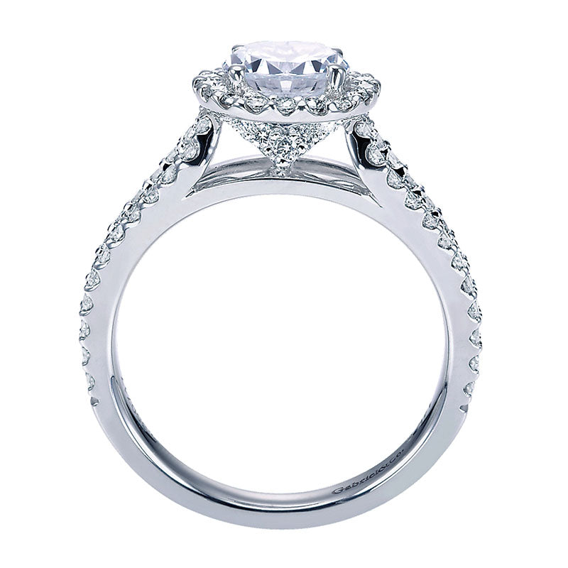 Engagement Ring 14k White Gold Diamond Halo
