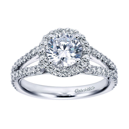 Engagement Ring 14k White Gold Diamond Halo