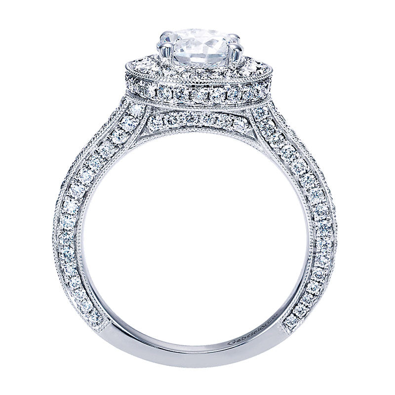 Engagement Ring 14k White Gold Diamond Halo