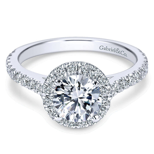 14K White Gold Diamond Halo 14K White Gold Engagement Ring ER7259W44Jj