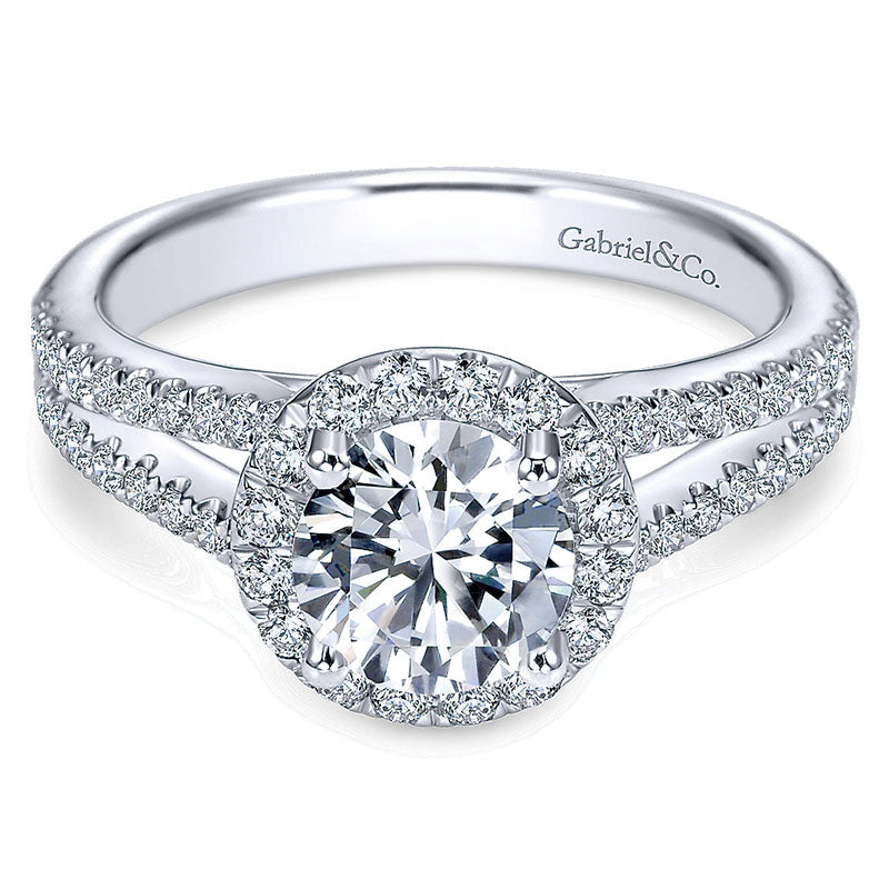 14K White Gold Diamond Halo 14K White Gold Engagement Ring ER7260W44Jj