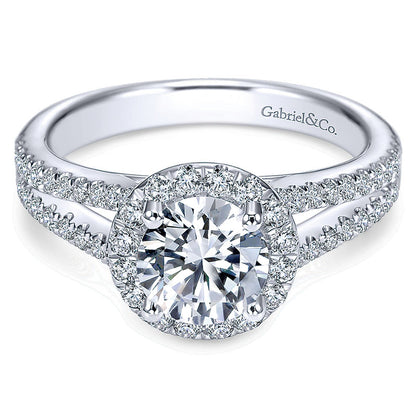 14K White Gold Diamond Halo 14K White Gold Engagement Ring ER7260W44Jj