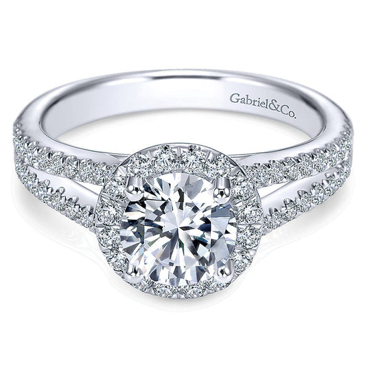 14K White Gold Diamond Halo 14K White Gold Engagement Ring ER7260W44Jj