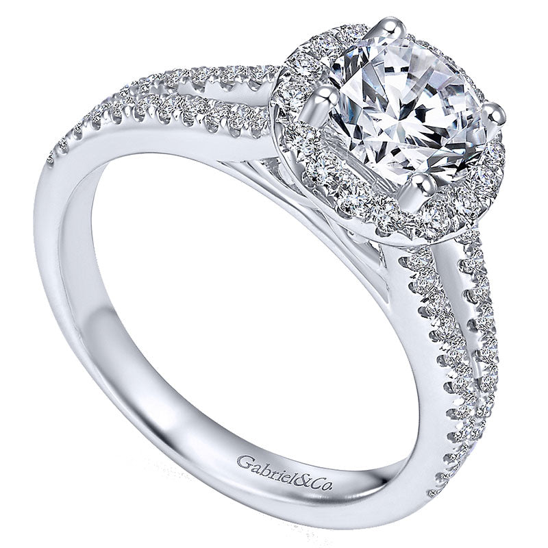 14K White Gold Diamond Halo 14K White Gold Engagement Ring ER7260W44Jj