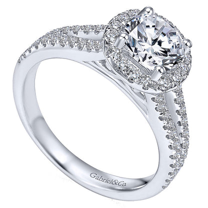 14K White Gold Diamond Halo 14K White Gold Engagement Ring ER7260W44Jj