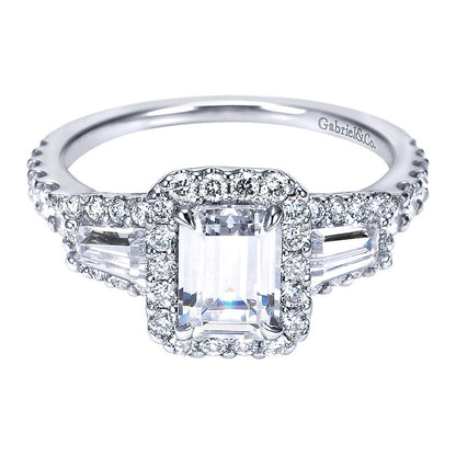 Engagement Ring 14k White Gold Diamond Halo