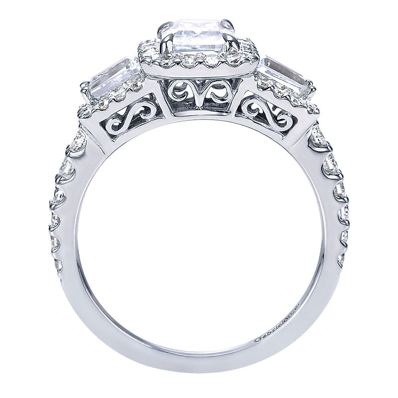 Engagement Ring 14k White Gold Diamond Halo