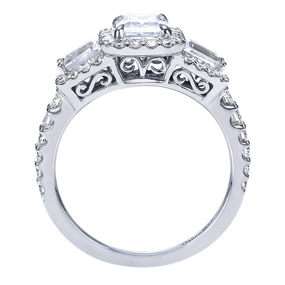 Engagement Ring 14k White Gold Diamond Halo