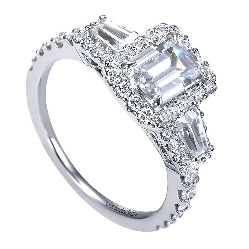 Engagement Ring 14k White Gold Diamond Halo