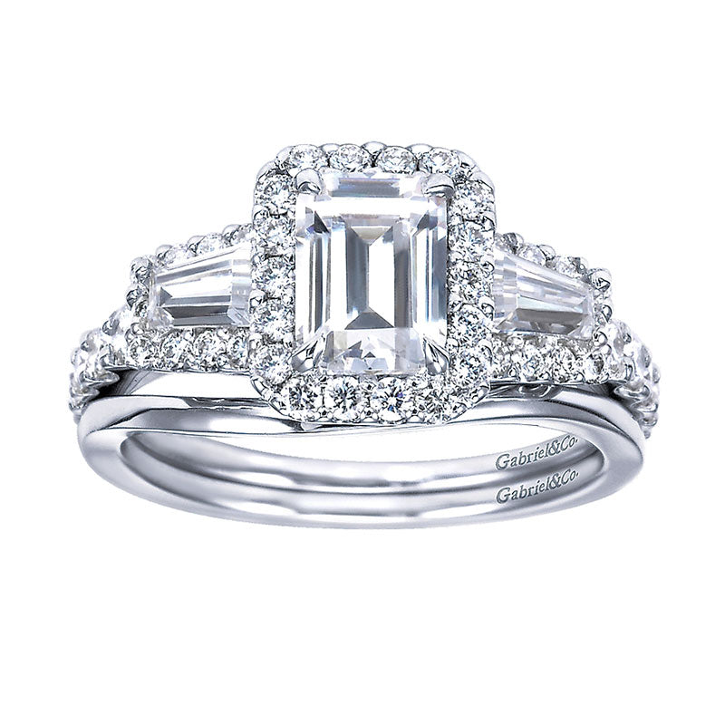 Engagement Ring 14k White Gold Diamond Halo