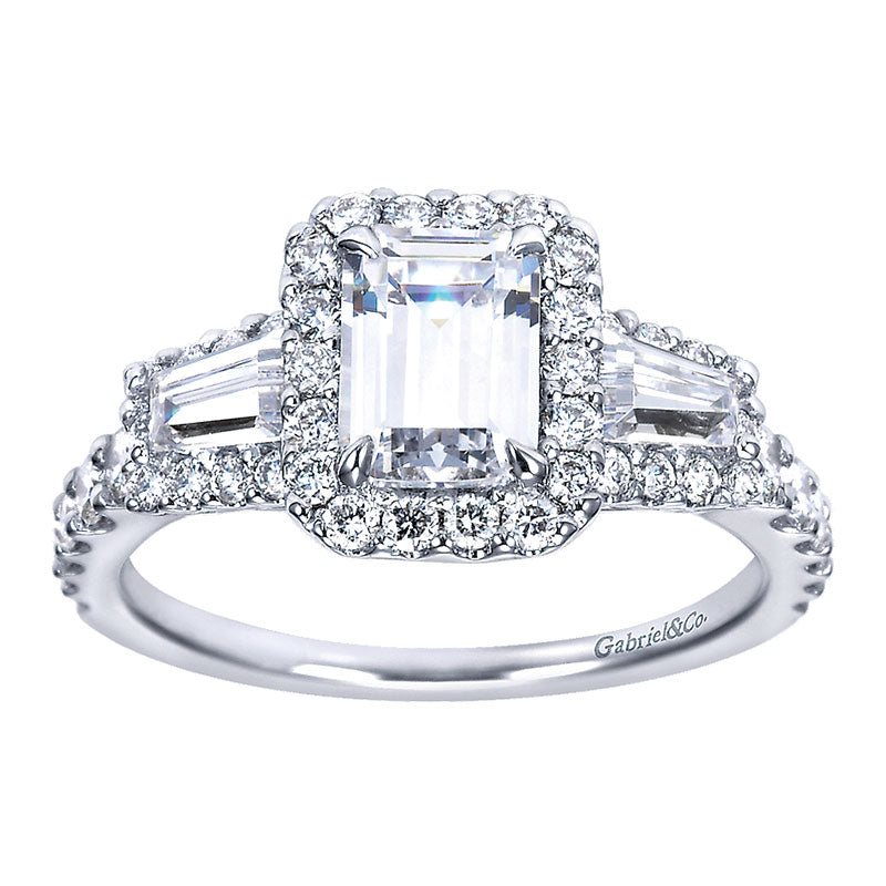 Engagement Ring 14k White Gold Diamond Halo