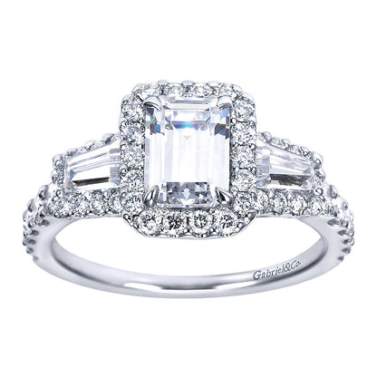 Engagement Ring 14k White Gold Diamond Halo